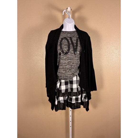 Women’s Checkered Black/White Skirt (m)  Dana Buchman Sweater (m) Off Shoulder M - Picture 2 of 8